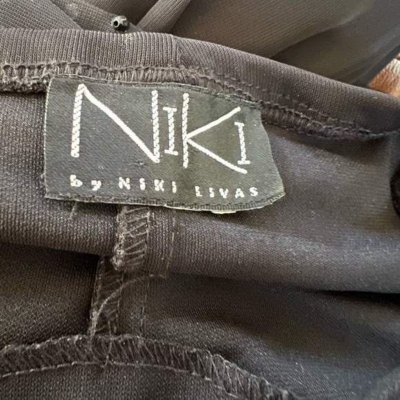 Niki By Niki Livas Womens Jumpsuit W/sheer Overlay Black. Size Tag Miss PTP 16” - Picture 5 of 5